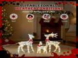 3-Piece Lighted Tinsel Christmas Reindeer Family Outdoor Decorations, Weather Proof Deer Family 31183230