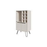 ZUN Fairfax Bar Cabinet in melamine with glass rack and wine storage,white B128P227638