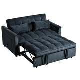 3 in 1 Convertible Sleeper Sofa Bed, Modern Pull Out Couch Bed, Adjustable Backrest, Velvet Loveseat W2121P179227