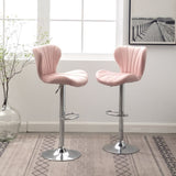 Ellston Upholstered Adjustable Swivel Barstools in Pink, Set of 2 T2574P165085