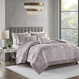5 Piece Crinkle Velvet Comforter Set Blush King/Cal King B035P148352