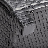 Outdoor PE Wicker Side Table with Storage, Small Patio Storage Bin Container for Hose Cushion Towel, 92404890