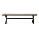 ZUN Outdoor Aluminum Dining Bench with Steel Frame, Brown / Black 61625.00BBRNMP1