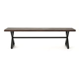 ZUN Outdoor Aluminum Dining Bench with Steel Frame, Brown / Black 61625.00BBRNMP1