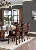 Traditional 2pcs Side Chairs Brown Cherry Leatherette Seats Faux Wood Carved Details Formal Solid B011P234703