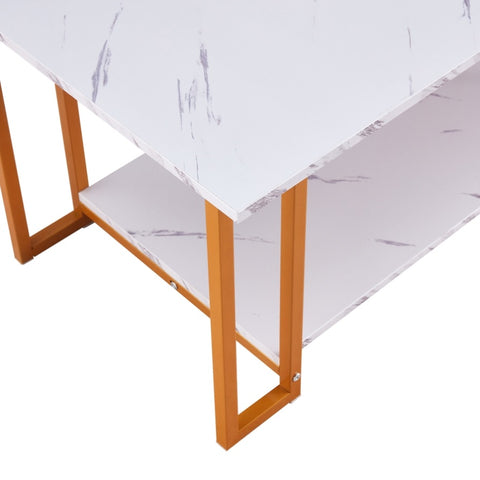 ZUN Coffee Table, 2 Layers 1.5cm Thick Marble MDF Rectangle 39.37" L Tabletop Iron Coffee Table , Dining 45259084