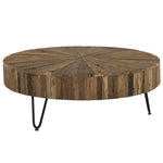 ZUN 42 in. Round Handcrafted Reclaimed Wood Coffee Table, Modern Living Room Sofa Table with Metal Legs, B011P215609