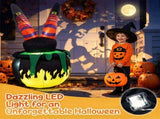 6FT Halloween Inflatable Animated Kicking Witch, LED Light Up Flaming Cauldron, Weather Resistant 47706562