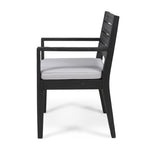 ZUN Outdoor Dining Chair Set of 2, Dark Grey With Light Grey Cushion 63949.00SDGRY