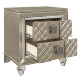 ZUN Glamorous Champagne Finish 1pc Nightstand of 2 Drawers Acrylic Feet Bedside Table Luxury Bedroom B011P172671