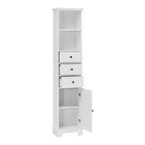 White Tall Bathroom Cabinet, Freestanding Storage Cabinet with 3 Drawers and Adjustable Shelf, MDF WF298152AAK