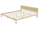 Platform Bed Frame with Headboard , Wood Slat Support , No Box Spring Needed ,King,Natural N709P425341N