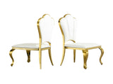 Dining chair gold stainless steel legs with white PU leather set of 2pcs W2723P304375