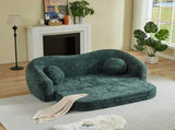 86-inch Curved Convertible Sofa Recliner, 2-in-1 Frameless Folding Sofa Bed with Pull-Out Base and W3505P452833