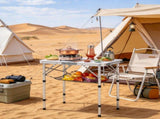 24x16in Folding Camping Table, Adjustable Height Portable Side Table with Mesh Layer & Carrying 95167126