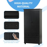 ZUN Tall Storage Cabinet with Three Drawers for Bathroom/Office, Black N725P183256B