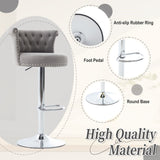 COOLMORE Velvet Bar Stool Set of 2, Adjustable Swivel Bar Stools with Silver Plated Metal Leg, W1539P320507