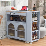 K&K Rolling Kitchen Island With Extended Table, Kitchen Island on Wheels with LED Lights,Power WF316018AAG