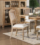 Traditional Farmhouse Style Chairs Set of 2, Wheat Finish Textured Fabric Upholstered Vertical B011P239563