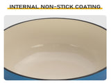 Cast iron 7.5QT cooking pot set - Gradient blue color - Includes two silicone gloves - Enamel pot 63775459
