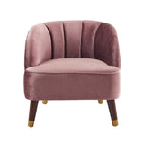 Upholstered Barrel Accent Chair With Wooden Legs N768P175907B