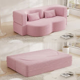 ZUN Modern Floor Sofa with 2 Pillows,Convertible Teddy Fabric Foam-Filled Sleeper Sofa Bed,15" Full Size W1885P190391