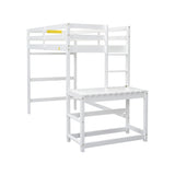 ZUN Twin High Loft Bed with Ladder landing Platform, Ladders, Guardrails,White 83037677