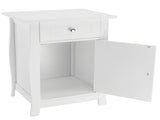 Single Door Bedside Cabinet with A Drawer White 92297256