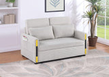 Percy 55.5"W Beige Teddy Velvet Sleeper Loveseat with Dual-Pull Sleeper Design B061P151389