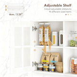 Large Countertop Kitchen Pantry Cabinet,Freestanding Storage Cabinet with Hutch,Glass Doors and T3971P416354