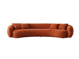 102'' 5-Seater Boucle Sofa Modern Sectional Half Moon Leisure Couch Curved Sofa Teddy Fleece Orange W87694859