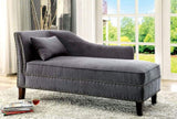 Gray Fabric Chaise / Bench Nailhead Trims Pillow Plush Comfort 1pc Chaise Living Room Furniture B011P305692