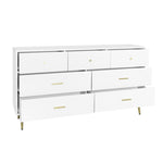 ZUN Seven Drawers Large Chest of Drawer Cabinet with Golden Handle and Golden Legs White Color 69237500