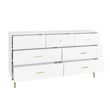 Seven Drawers Large Chest of Drawer Cabinet with Golden Handle and Golden Legs White Color 69237500