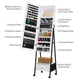 Full wooden floor style, with 1 large drawer, 4 wheels, white light beads, jewelry storage 17793812