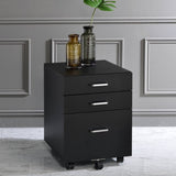 Black and Chrome 3-Drawer Rectangular File Cabinet B062P184517
