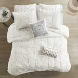3 Piece Elastic Embroidered Cotton Comforter Set White King/Cal King B03596439