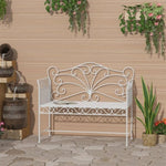 ZUN White Garden Bench,Outdoor Patio Bench with Armrests 47237753