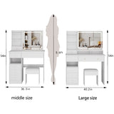 41" Large Size Left Drawer Desktop Vanity TableCushioned Stool, Extra Large Touch Control LED W3258P296790