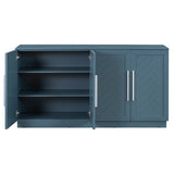 ZUN TREXM Sideboard with 4 Doors Large Storage Space Buffet Cabinet with Adjustable Shelves and Silver N715P192557M