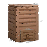 450L Garden Compost Bin with 2 Sliding Doors, Brown 29121641
