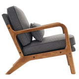 Oak Armrest Oak Upholstered Single Lounge Chair Indoor Lounge Chair Dark Grey 17272557