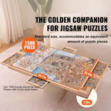 1500 Piece Rotating Wooden Jigsaw Board - 34x26 Inch, Rotating Table With Cover,Portable 15664271