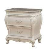 Pearl White 2-Drawer Nightstand with Queen Anne Legs B062P215398