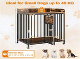 2-in-1 Dog Crate Furniture with Thickened Metal Tubes, Lockable Wheels Pet Kennel for Small Dogs 42924920