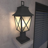 Outdoor Post Light, Black Pole Lantern Lighting Fixture with Pier Mount Base Hard Wired, Outdoor W2714P218535