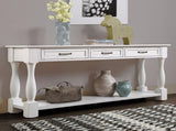 63inch Long Wood Console Table with 3 Drawers and 1 Bottom Shelf for Entryway Hallway Easy Assembly 78250230