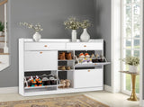 4 Drawers 2 Drawers with Top Baffle Shoe Cabinet Particle Board 128*25*107cm White 41329802