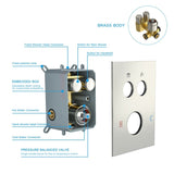 Dual Shower Head - 10 Inch Wall Mounted Square Shower System with Rough-in Valve, Brushed Nickel W1243P262630