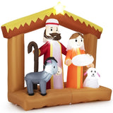 6ft Inflatable Nativity Scene - 6 Built-in LED Lights Weather-Resistant Polyester Xmas Outdoor Decor 92207829